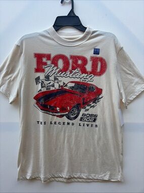 Ford Red and Black Mustang Boss 302 Graphic Tee Size Small